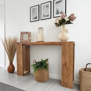 Modern Rustic Oak Entryway Console – Reclaimed Wood Narrow Hall Table, Sofa Console, Custom Size