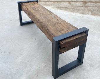 Banc d'entrée en bois de récupération, Meubles de ferme de récupération, Mobilier d'extérieur pour banc de terrasse, Banc rustique pour entrée