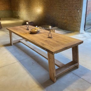 Handcrafted Oak Farmhouse Dining Table with Bench: Seats 8-10
