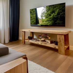 Mobile TV in legno di recupero con contenitore, mobiletto TV rustico, tavolo consolle rustico per mobili TV