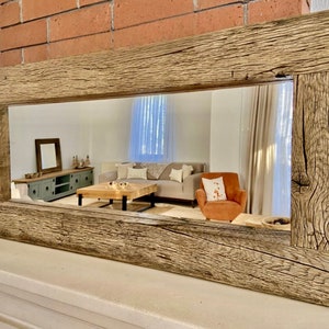 Reclaimed Wood Wall Rustic Mirror for Bathroom, Floor Mirror Wall Decor Farmhouse Mirror, Fireplace Mirror Farmhouse Bathroom Mirror Wall