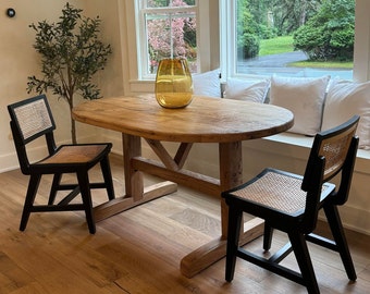 Rustic Wood Oval Dining Table, Oval Small Kitchen Table, Solid Oak Dining Table