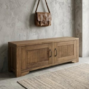 Solid Reclaimed Oak Shoe Storage Bench – Handcrafted Rustic Entryway Cabinet