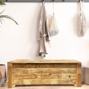 Rustic Wood Entry Bench with Storage, Storage Bench for EntryWay Furniture, Wooden Bedroom Bench Storage, Bed Storage Bench Entryway image 10