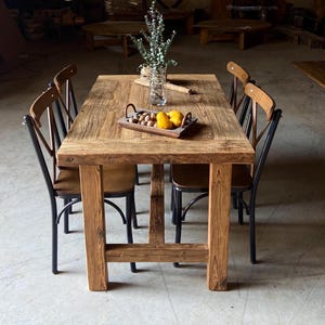 Handmade Reclaimed Wood Dining Table: Rustic Farmhouse Kitchen Table