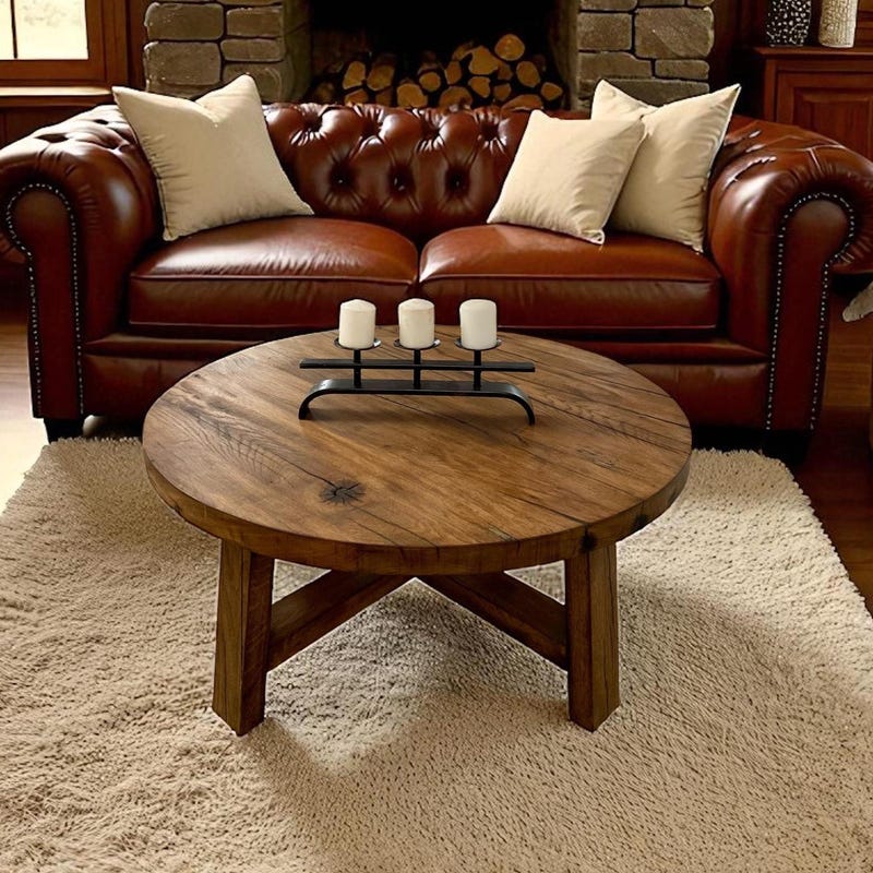 Rustic Wood End Table Round - Etsy