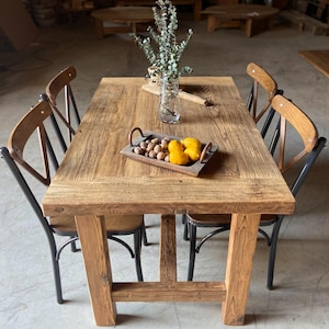 Handmade Reclaimed Wood Dining Table: Rustic Farmhouse Kitchen Table