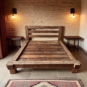 Farmhouse Style Bed Frame – Handmade Rustic Reclaimed Wood Platform, Twin & Full Sizes