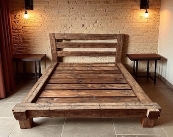 Farmhouse Style Bed Frame – Handmade Rustic Reclaimed Wood Platform, Twin & Full Sizes