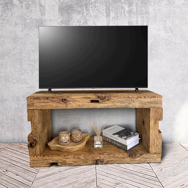 Rustic Wood Tv Stand Farmhouse Furniture and Decor, Rustic Tv Stand Wood Reclaimed Console, Tv Bench Wooden