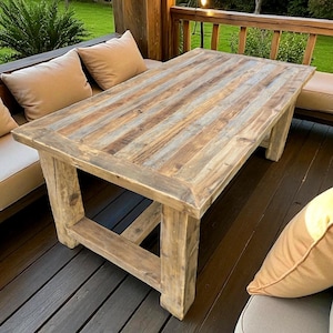 Handcrafted Reclaimed Oak Farmhouse Dining Table: Rustic Wood Furniture