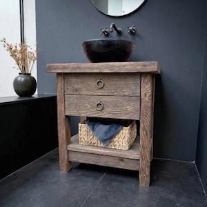 Reclaimed Wood Double Drawer Bathroom Vanity: Rustic Farmhouse Style