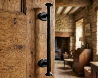 Rustic Sliding Barn Door Handle | Handmade Matte Black Iron Door Pull | Farmhouse Hardware