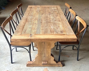 Rustic Kitchen Dining Table Wood, Rustic Farmhouse Dining Table Large , Reclaimed Wood Kitchen Table, Rustic Dining Room Table