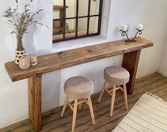 Long Console Table Reclaimed Wood, Entryway Console Table Rustic Furniture, Reclaimed Sofa Table Long