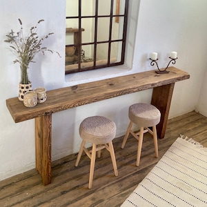 Long Console Table Reclaimed Wood, Entryway Console Table Rustic Furniture, Reclaimed Sofa Table Long