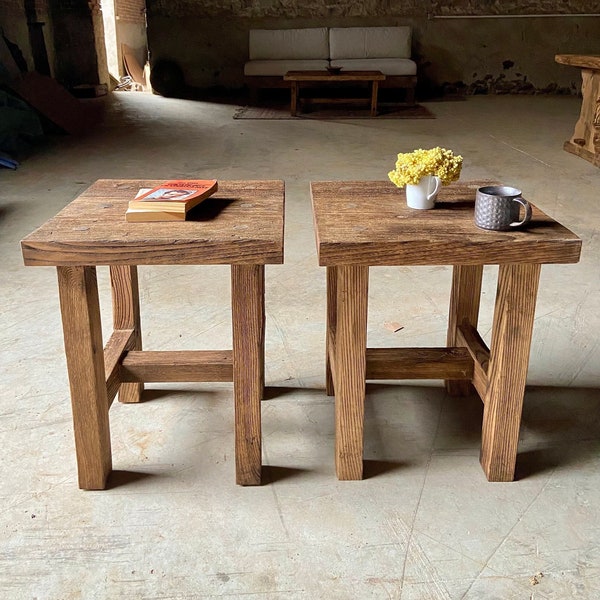 Rustic End Table Wood, Living Room Table Reclaimed Wood, Small Rustic Table, Reclaimed Side Table Wood