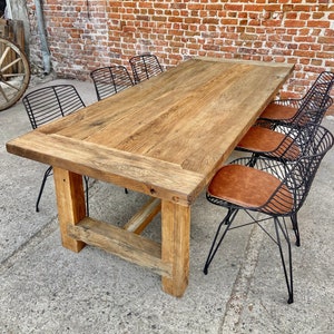 Mesa de comedor de madera rústica recuperada, mesa de comedor de granja rústica de madera, mesa de cocina de madera recuperada muebles de granja