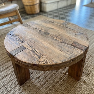 Rustic Reclaimed Coffee Table Round, Handmade Furniture and Decor, Round Coffee Table Wood, Patio Coffee Table Rustic Round Table