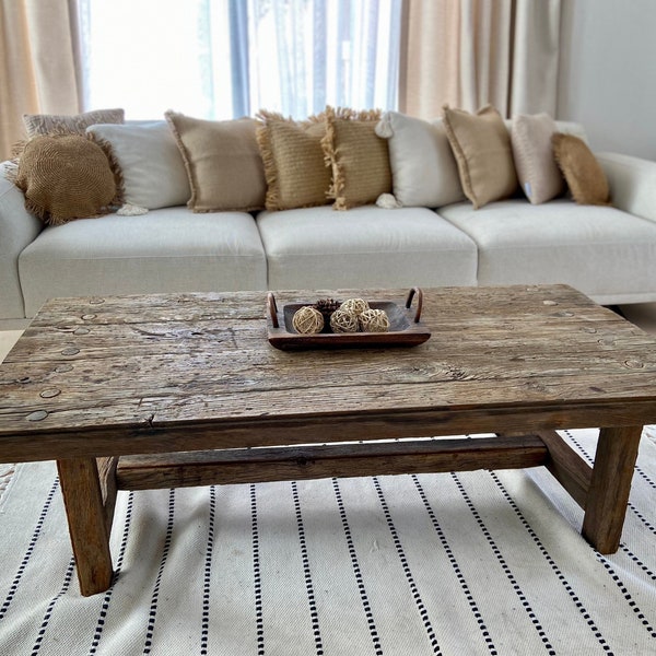 Rustic Reclaimed Oak Coffee Table – Handmade Farmhouse Living Room Furniture