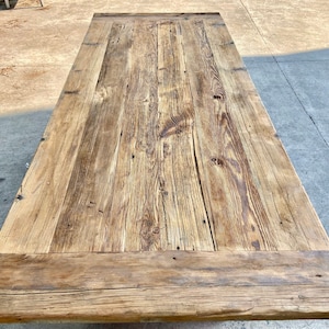 Muebles de granja de mesa de comedor de madera recuperada, tapa de madera de mesa de comedor única, mesa de comedor de granja rústica recuperada