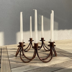 Antique Iron Candelabra: Vintage Wrought Iron Candle Holder Centerpiece