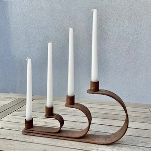 Vintage Wrought Iron Candelabra: Metal Table Centerpiece