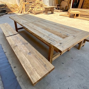 12 Foot Reclaimed Wood Farm Dining Table with Bench