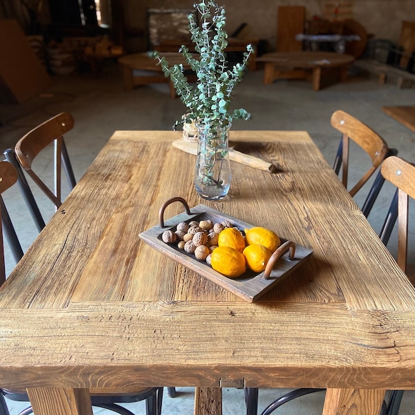 Tavolo da pranzo piccolo in legno di recupero, tavolo da cucina di recupero, tavolo da pranzo rustico da patio Mobili da giardino in legno, tavolo da portico agricolo