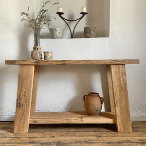 Oak Wood Console Table Modern Rustic , Hallway Table Modern Farmhouse Furniture, Rustic Entryway Console Table Oak