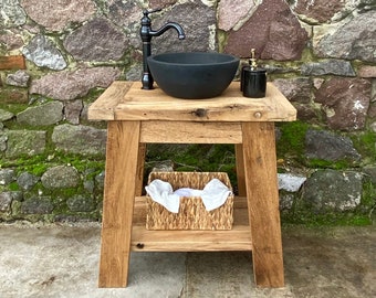 Rustic Oak Bathroom Vanity with Single Sink, Reclaimed Wood Bathroom Vanity, Reclaimed Oak Vanity Bathroom