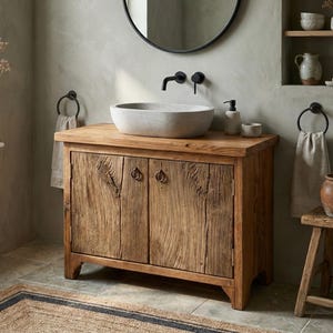 Redesigned Barn Wood Badezimmer Eitelkeit - Massivholz Bauernhaus Spülenschrank mit Aufbewahrung