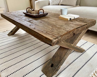 Reclaimed BarnWood Coffee Table Rustic, Natural Coffee Table Wooden, Rustic Reclaimed Wood Coffee Table Barnwood Furniture