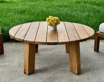 Outdoor Coffee Table Round, Rustic Garden Furniture, Wood Patio Furniture, Outdoor Wood Table, Outdoor Patio Table, Circle Coffee Table