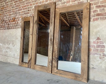 Reclaimed Wood Floor Mirror Large, Full Length Mirror Reclaimed Barnwood Furniture, Barn Wood Mirror Floor