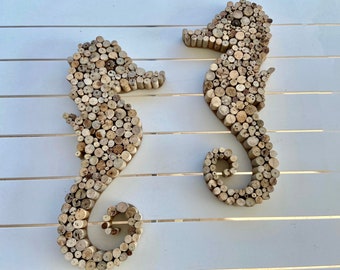 Nautical Driftwood Seahorse Wall Art – Handmade Coastal Wall Decor