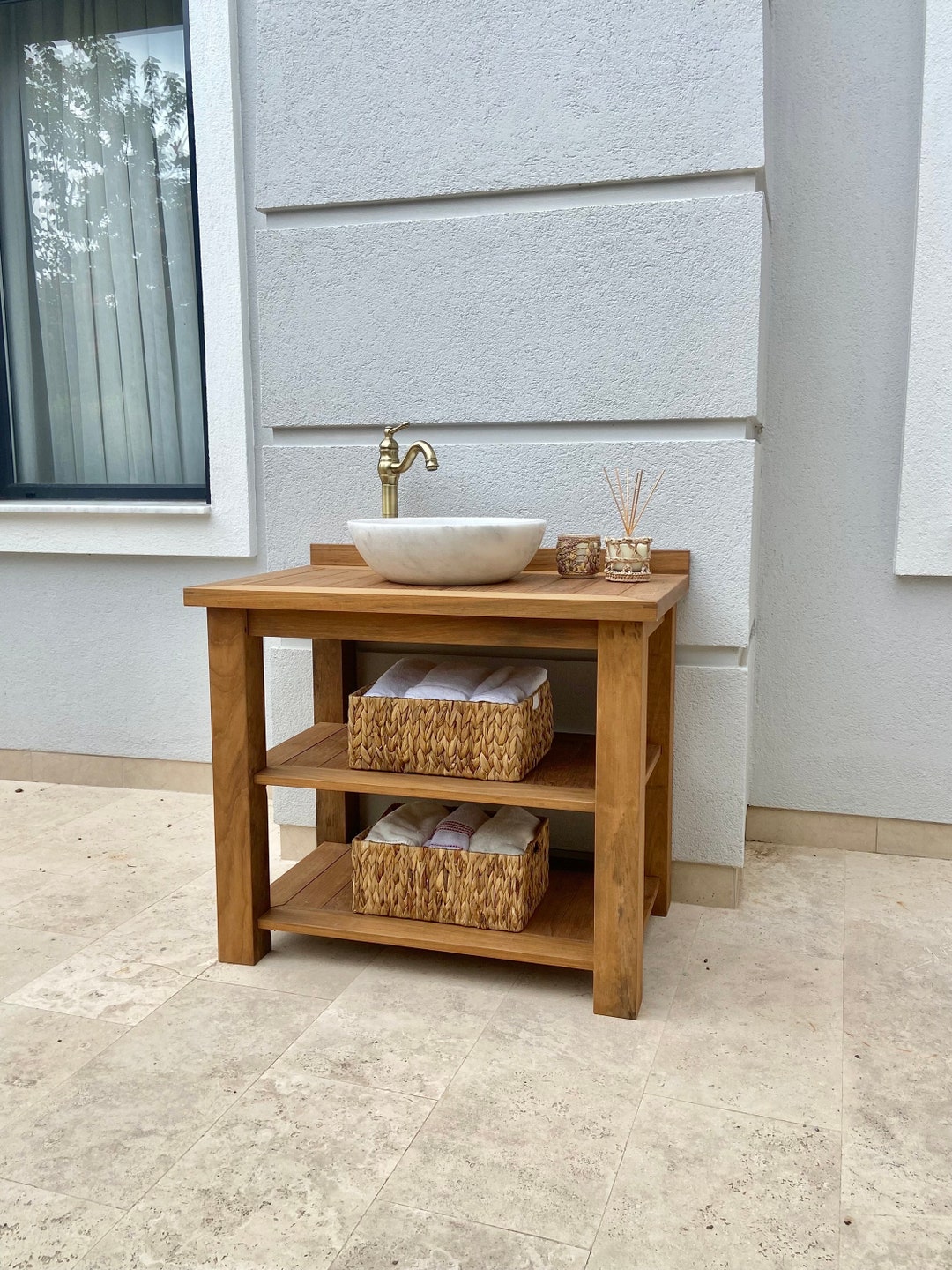 Teak Wood Bathroom Vanity Single Sink Teak Vanity Bathroom Etsy