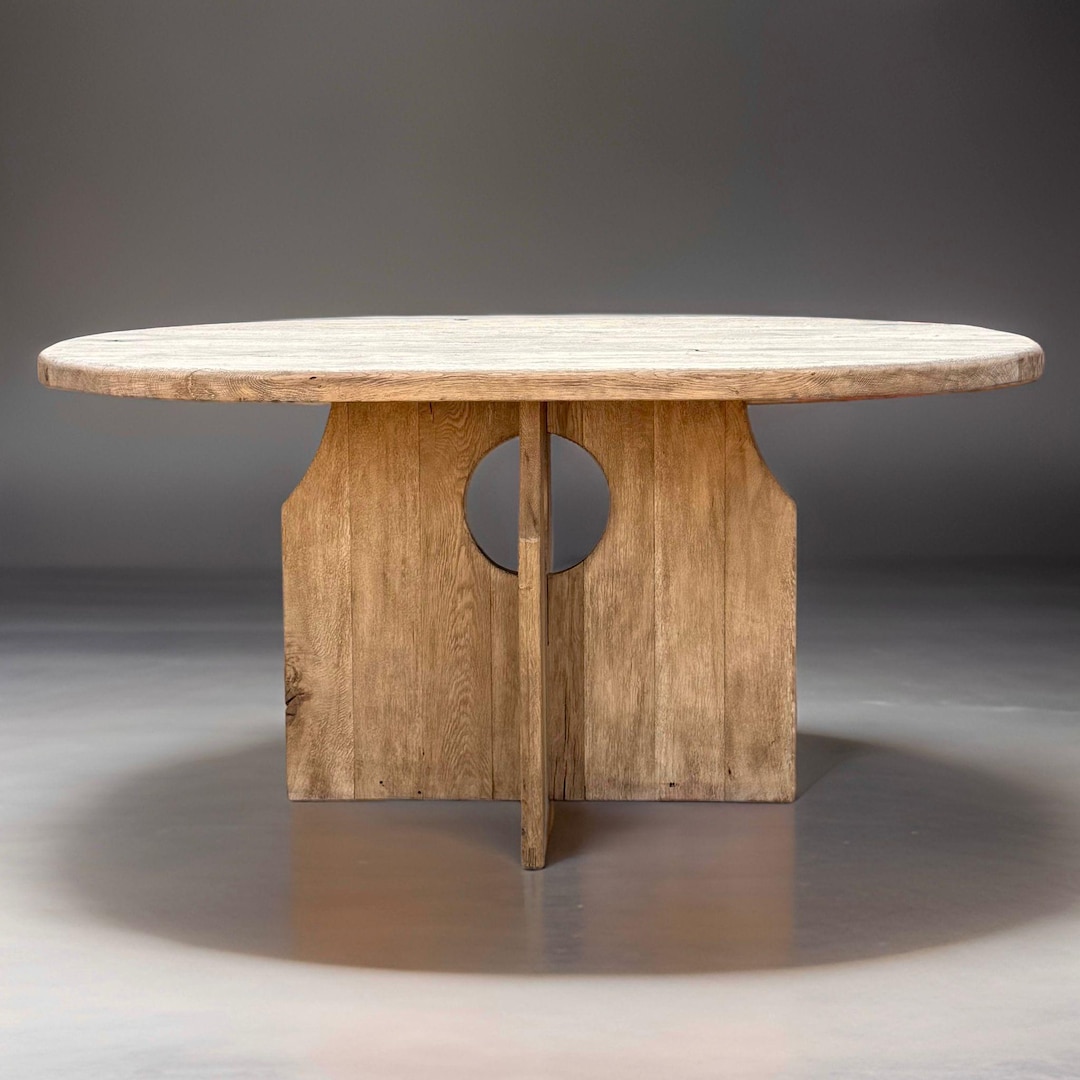 Rustic Oval Oak Dining Table: Reclaimed Wood Farmhouse Table, Japandi ...