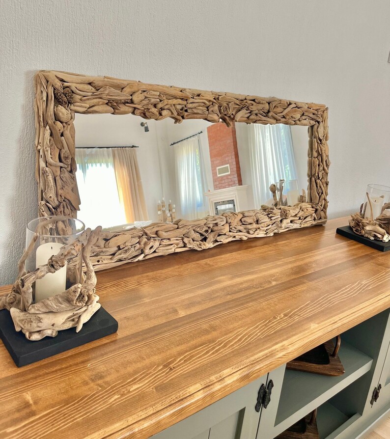 Large Driftwood Wall Mirror Decor Large Floor Mirror Full Etsy