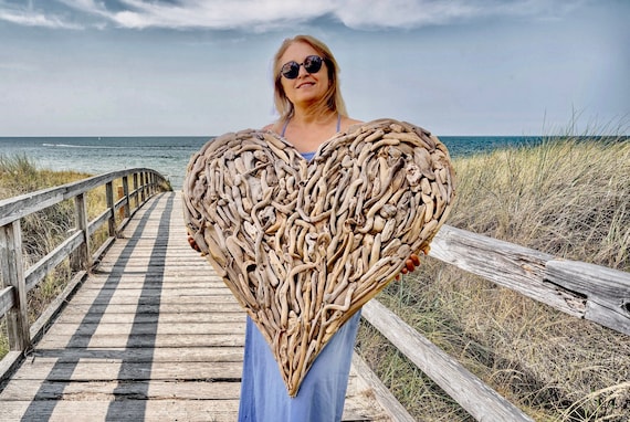 Large Driftwood Heart Wall Decor, Coastal Beach House Art - Etsy