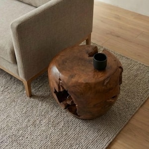 Organic Teak Root Side Table – Solid Wood Accent Stool - Etsy