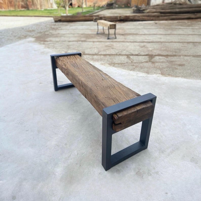 Reclaimed Oak Entry Bench – Rustic Farmhouse Hallway Furniture image 1