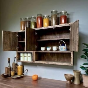 Armario de cocina de roble macizo recuperado: diseño moderno orgánico y artesanal. imagen 11
