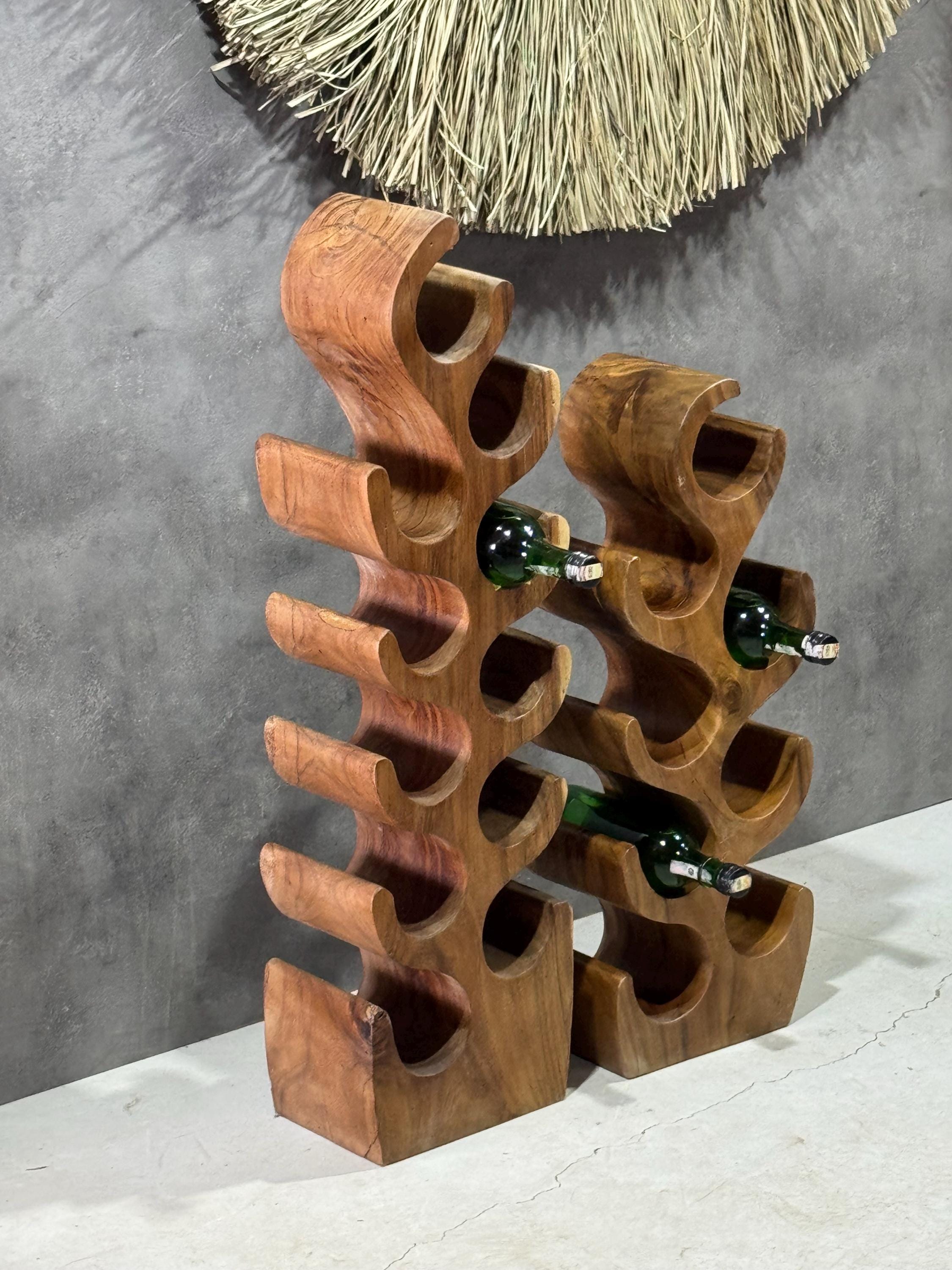 Rustic Wine Rholder Handmade Teak Wood Wine Rack: Rustic Floor Bottle Holder - Etsy