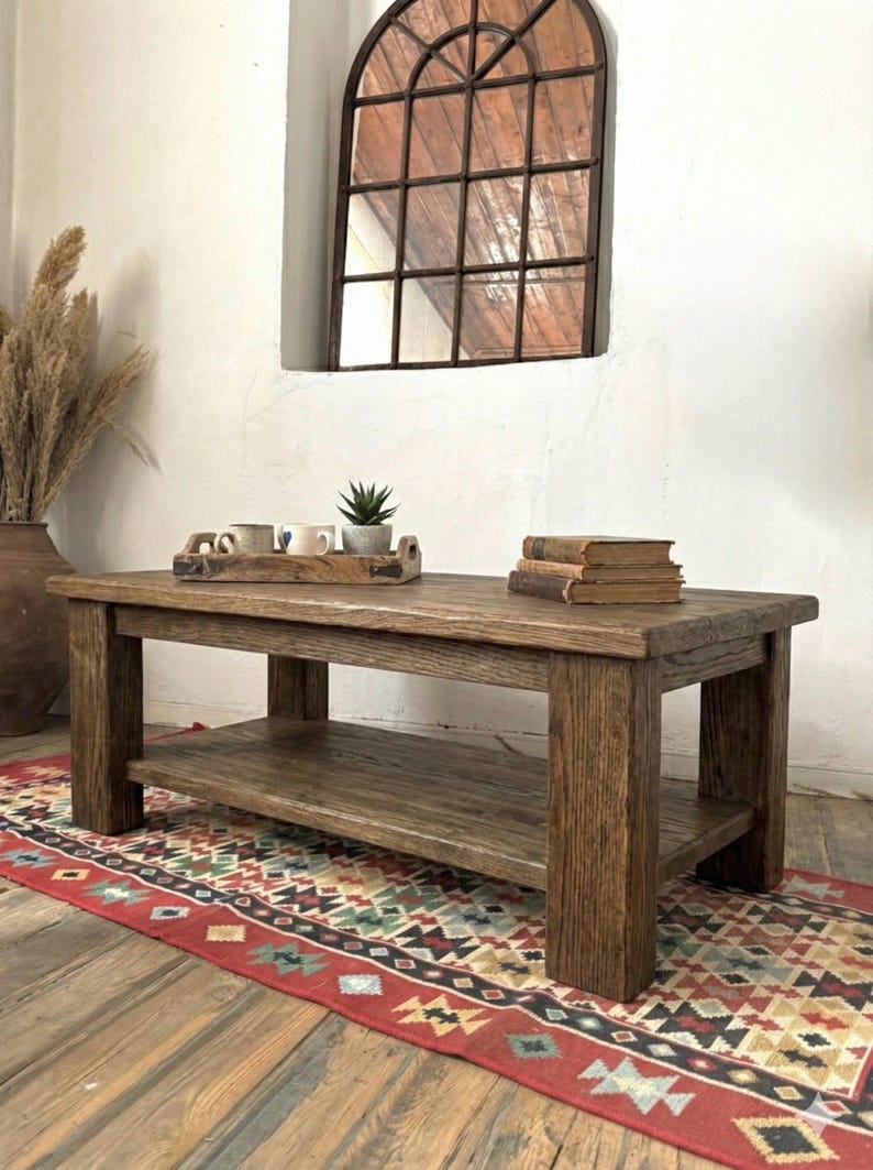 Reclaimed Oak Wood Narrow Console Table: Rustic Entryway Furniture image 17