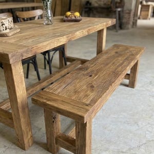 Tavolo da pranzo artigianale in legno di recupero: tavolo da cucina rustico in stile fattoria immagine 14