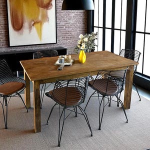 Handmade Oak Dining Table, Rustic Solid Wood for 6