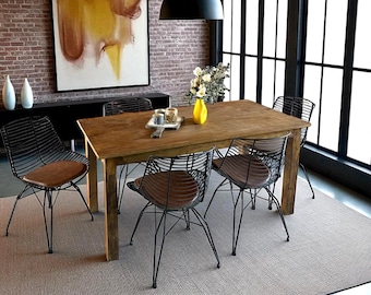 Handmade Oak Dining Table, Rustic Solid Wood for