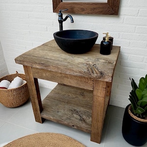 Handmade Reclaimed Wood Bathroom Vanity: Rustic Farmhouse Decor