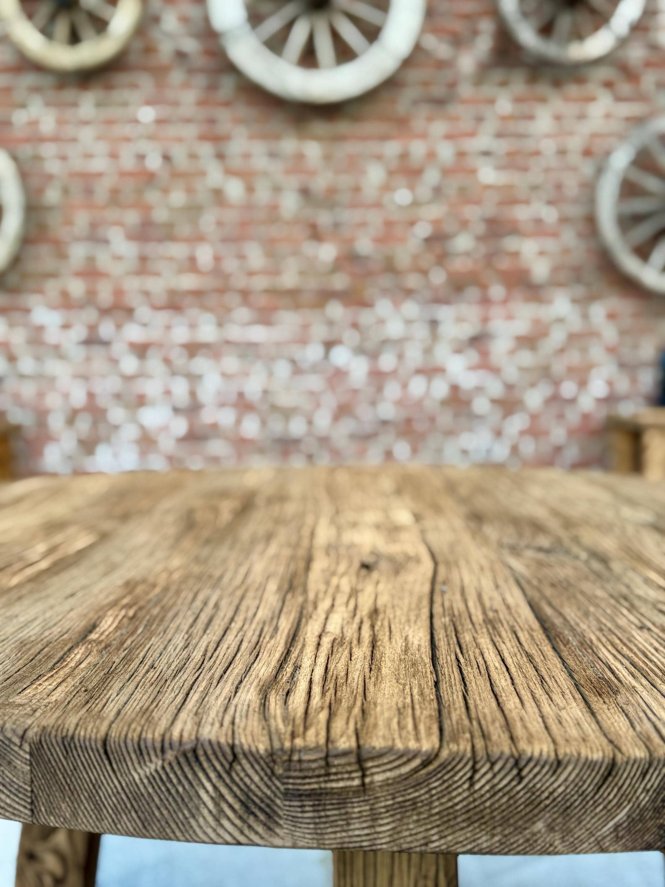 Rustic Reclaimed Round Dining Table - Farmhouse Style Wooden Kitchen ...